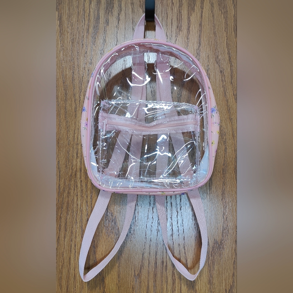Women's Pink Floral & Clear Mini Backpack, 9 x 7.5